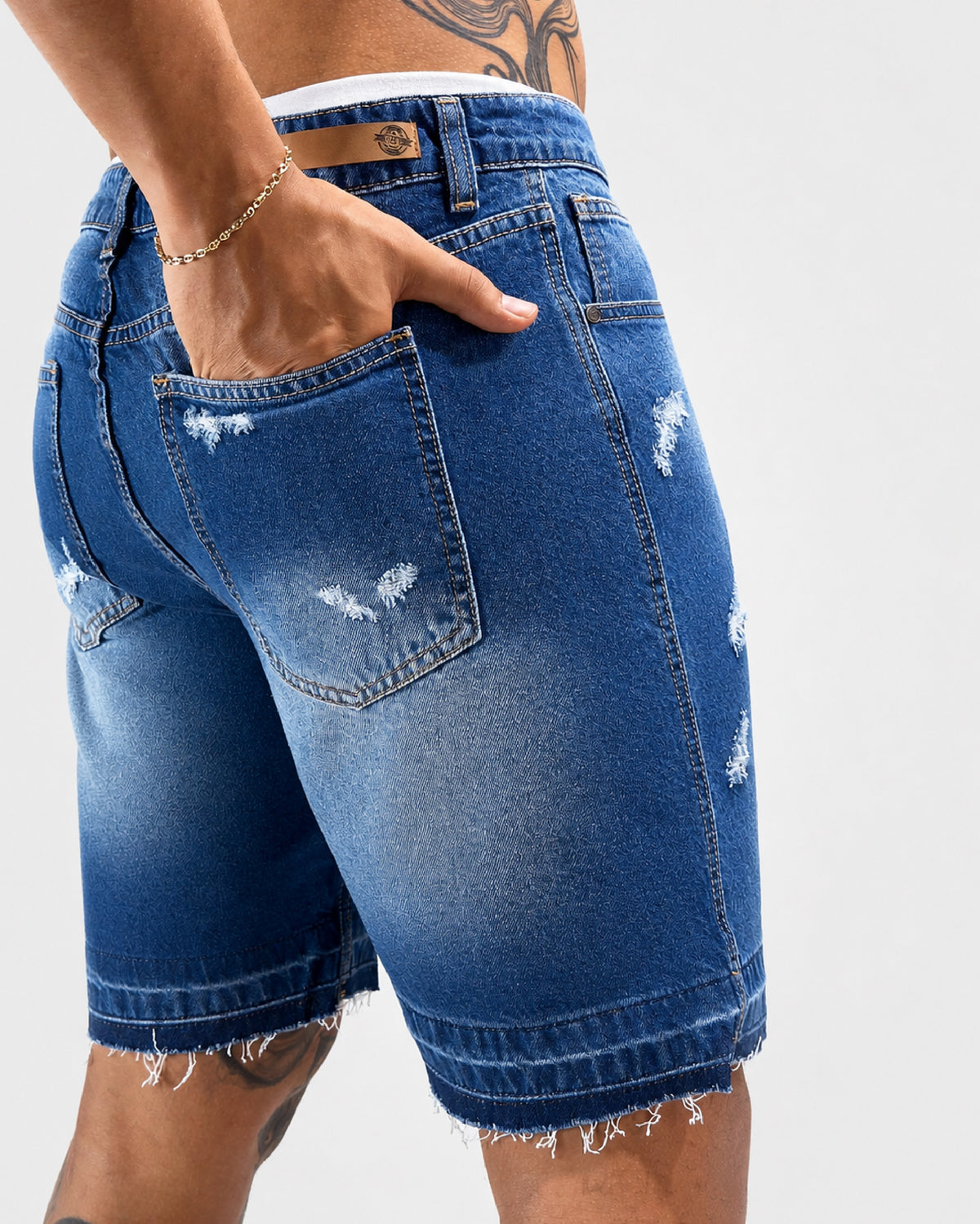 Bermuda Jean Ruedo Suelto Azul Oscuro