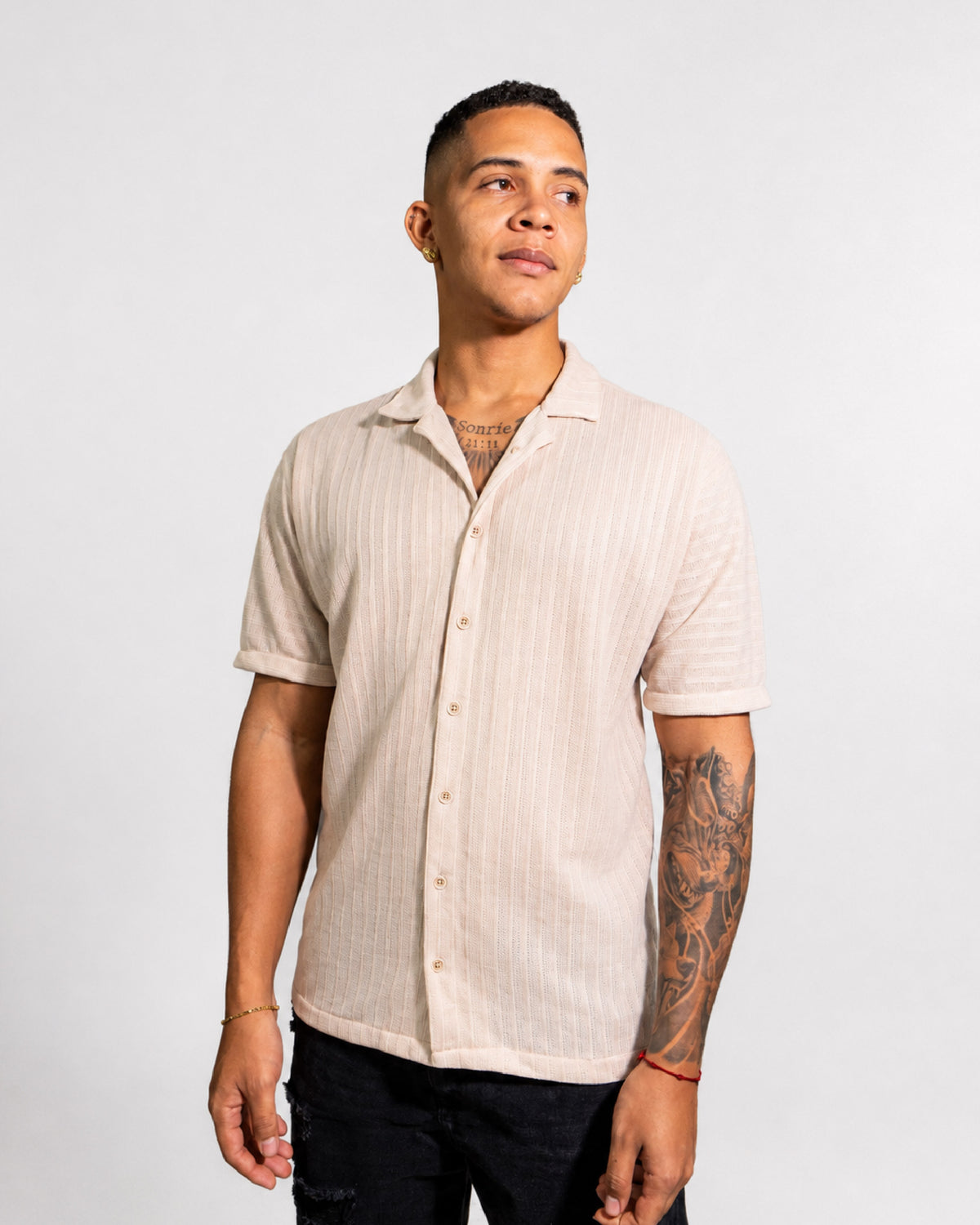 CAMISA TEXTURA CREMA