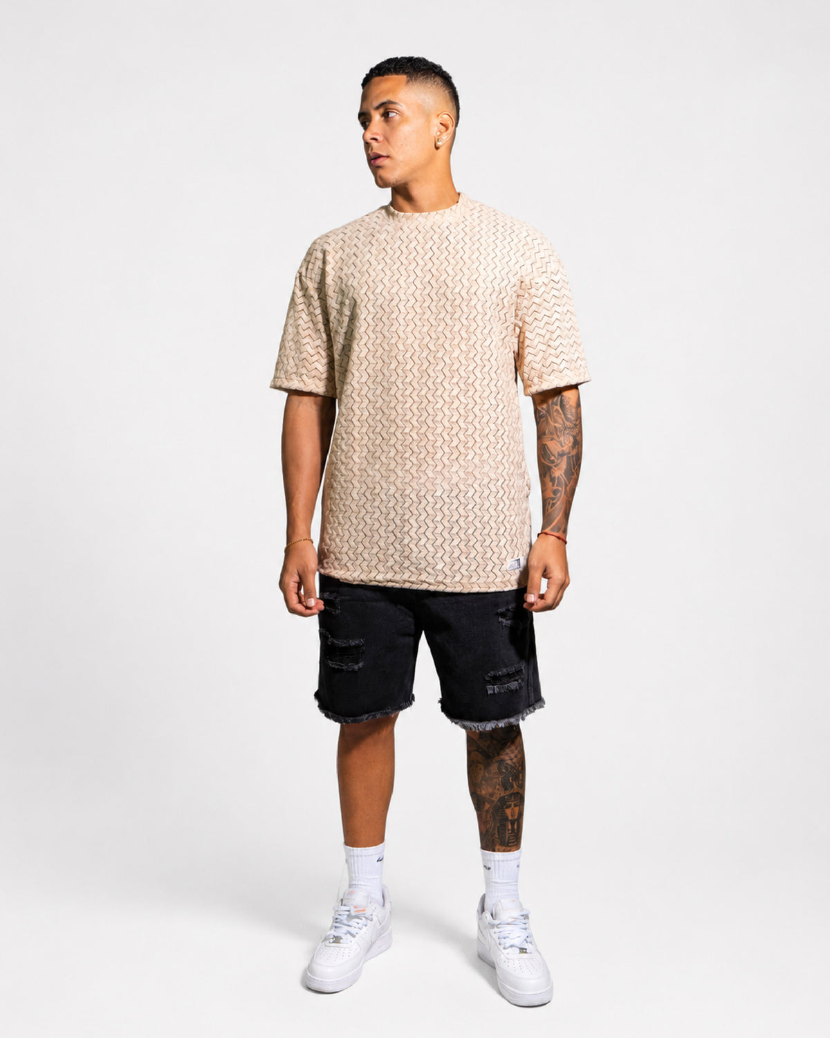 PACK x2 CAMISETA PREMIUM EN TELA TEXTURIZADA - BEIGE Y NEGRO